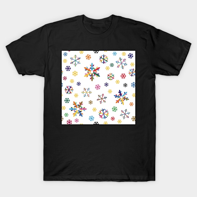 Colorful Snowflakes II T-Shirt by colorofmagic